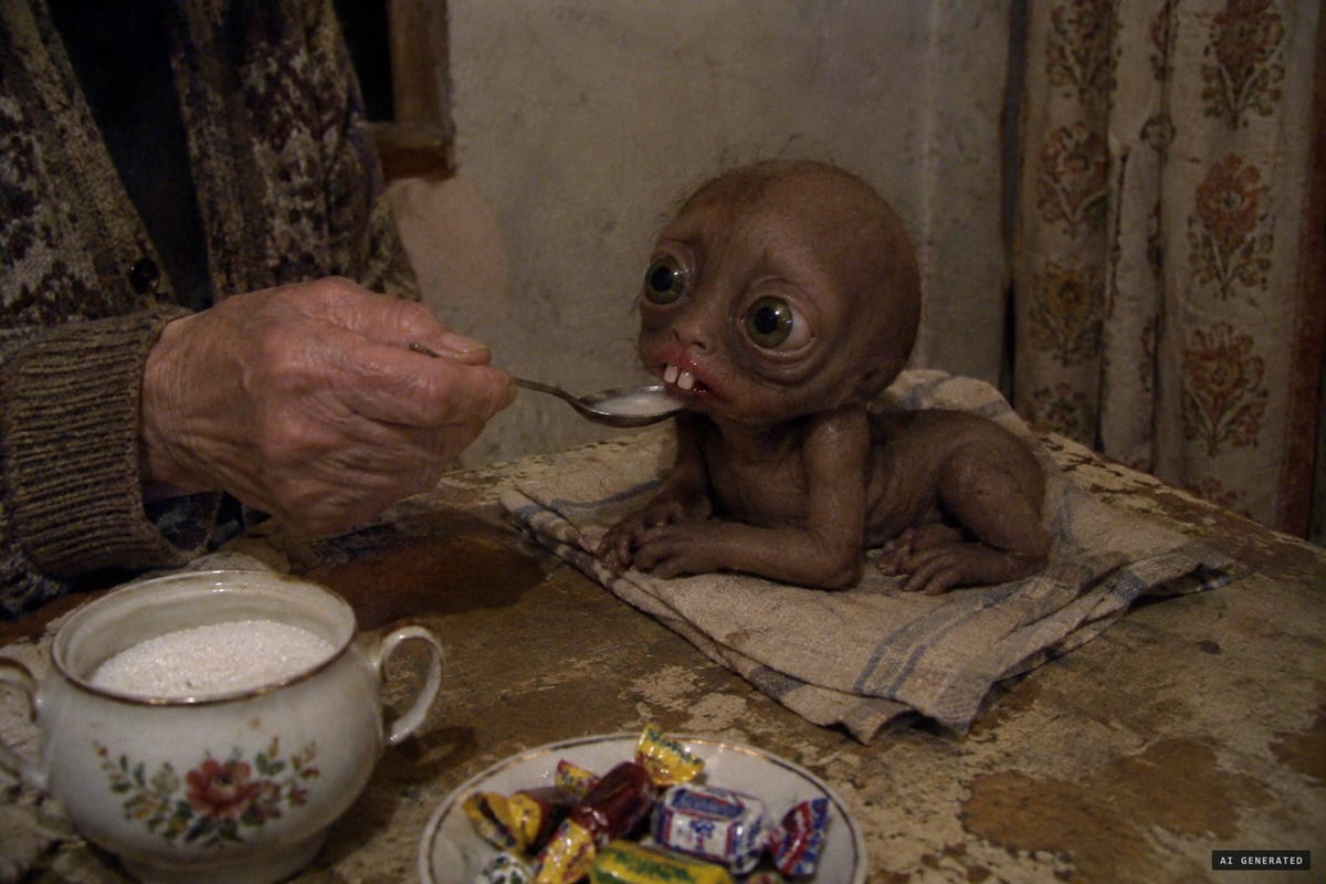 Kaolinovy, near Kyshtym, 1996: Tamara Prosvirina was said to feed the tiny creature she called Alyoshenka sugar water from a spoon.