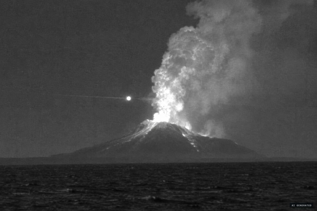 A round object glowing on a U.S. Air Force drone's infrared feed in 2018, reported at 345 mph, appears to fly through Mount Etna's plume of superheated gas and ash.
