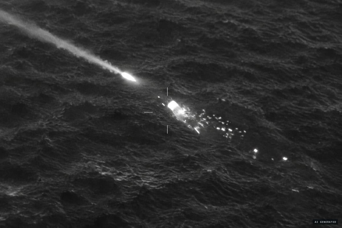 A glowing object tracked by an MQ-9 Reaper off Yemen tumbles and sheds fragments but keeps flying after a Hellfire missile strike, 30 October 2024.