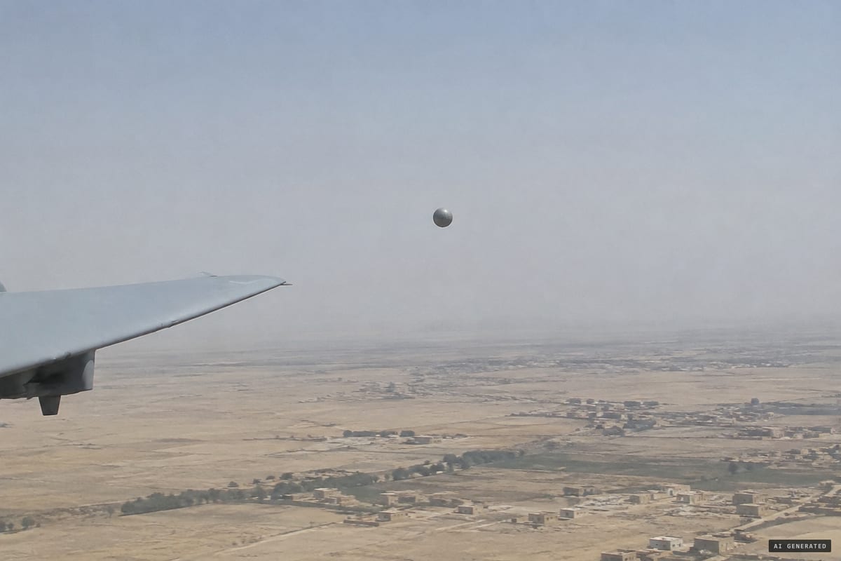 The spherical object, described as metallic, filmed by a U.S. MQ-9 Reaper's electro-optical sensor over the Middle East on July 12, 2022, and presented to NASA's UAP Independent Study Team in 2023.