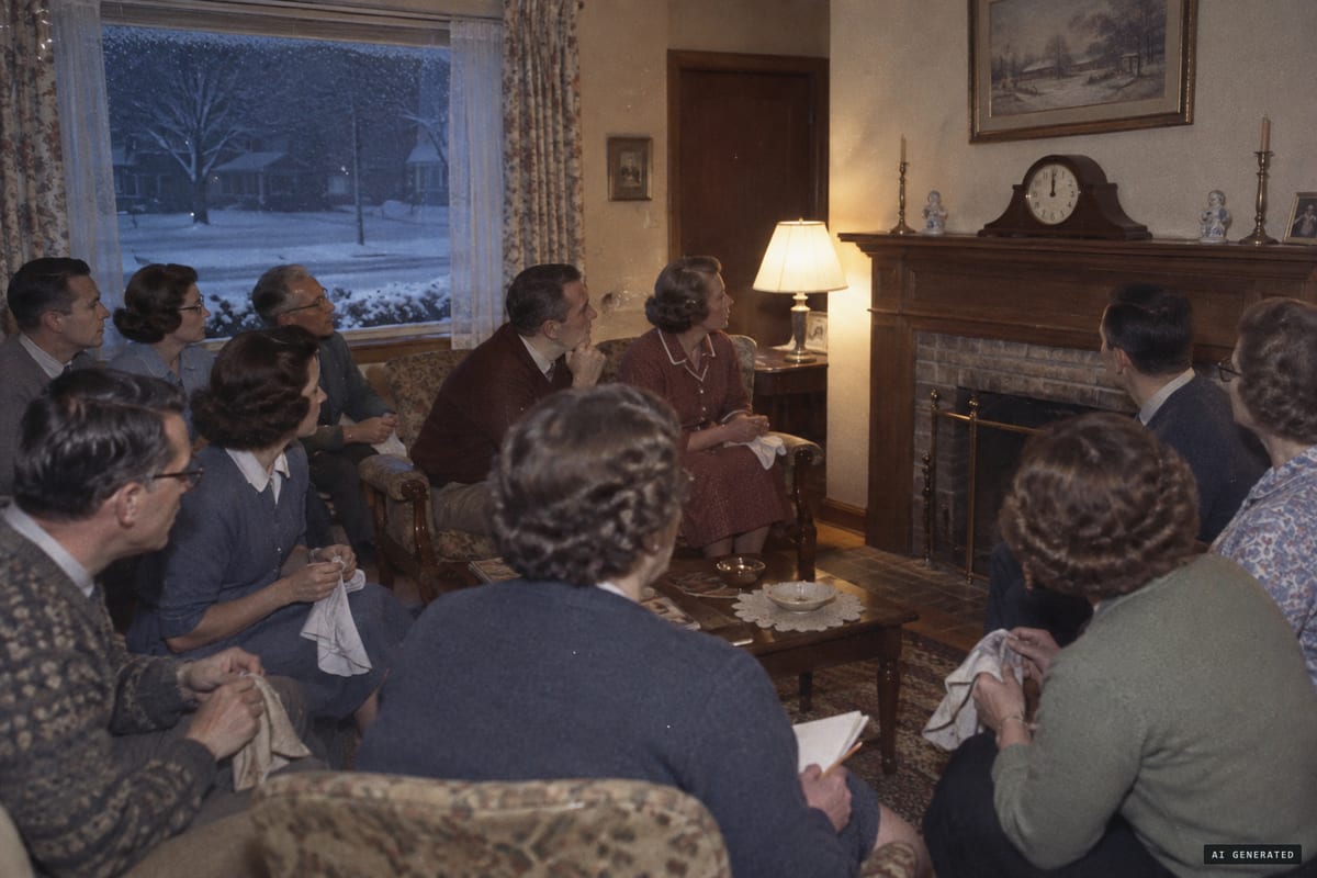 Oak Park, Illinois, just after midnight on December 21, 1954: Dorothy Martin's followers, their metal fasteners removed, wait for a visitor from the planet Clarion who never arrives.