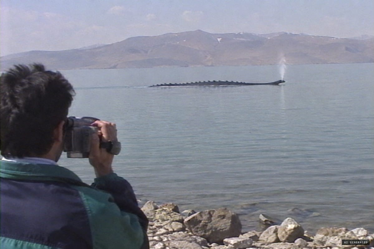 Lake Van, Turkey, 1997: Ünal Kozak films a long, dark, spiked shape moving in a straight line across the lake's surface.