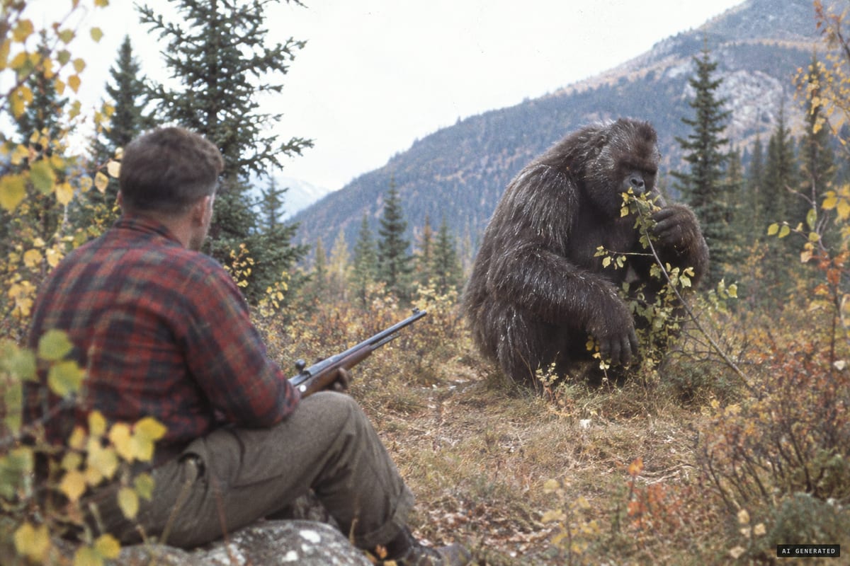 Mica Mountain, British Columbia, October 1955: William Roe reported watching a hairy, six-foot female creature strip leaves with its teeth about 20 feet from where he sat.