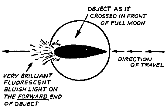 Sperry's sketch of the object, from Flying magazine, September 1950
