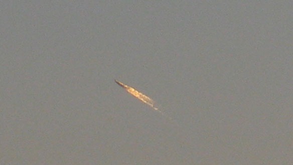 Darlene Stewart's photograph of the missile-shaped object over Harbour Mille, January 25, 2010.