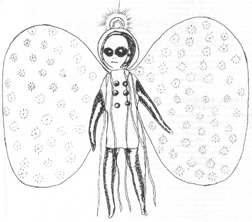 Illustration of one of the winged beings reported by Jean Hingley