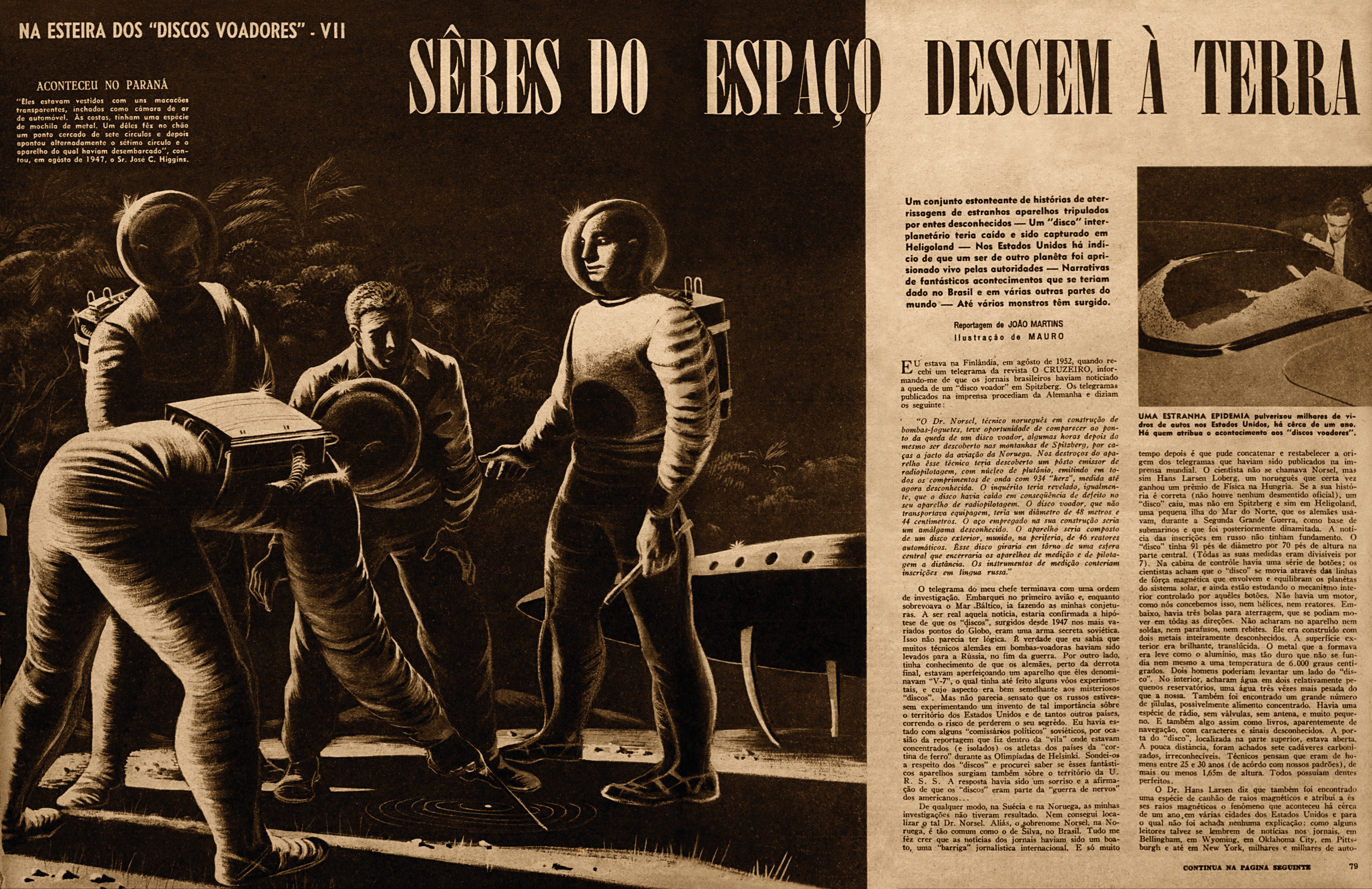 João Martins, "Seres do espaço descem à Terra", O Cruzeiro, 13 November 1954, pp. 78-79 (restored)