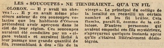 Dernières Nouvelles d'Alsace, 21 October 1952, page 2, reporting the Oloron sighting