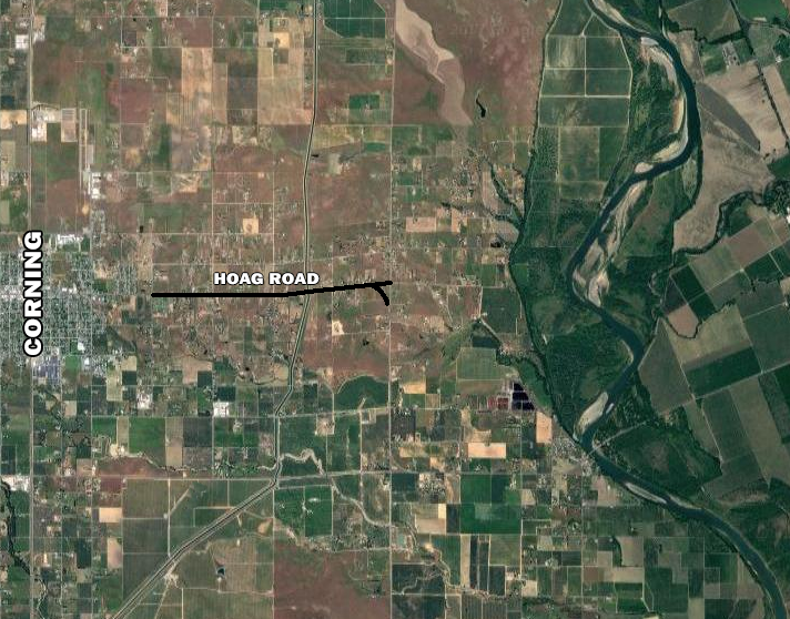 Satellite view of Hoag Road, east of Corning