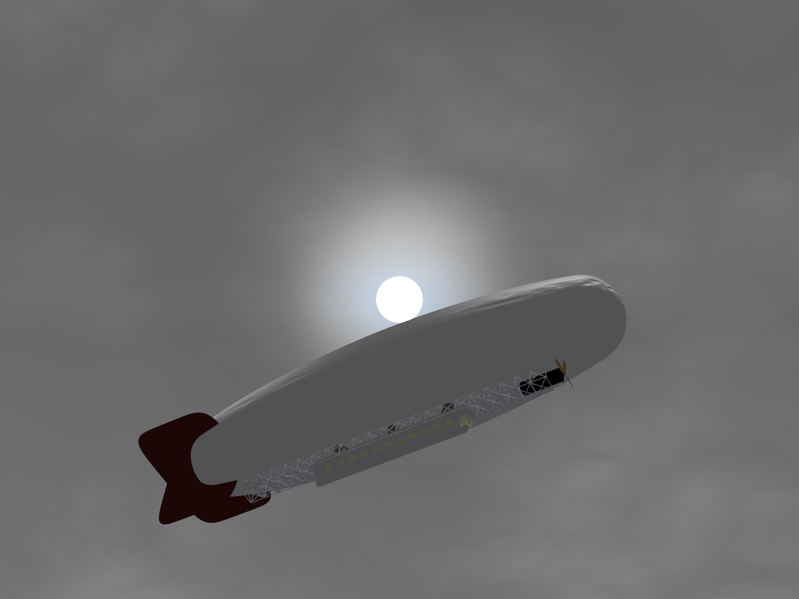 Modern artist's rendering of a ghost airship