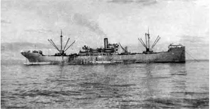 USAT Delarof anchored off the Pribilof Islands in May 1943