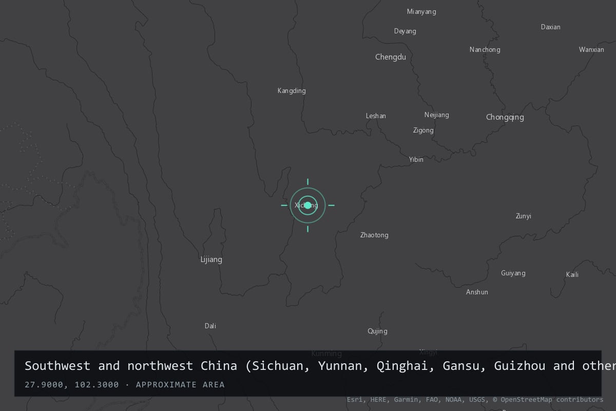 Where it happened: Southwest and northwest China (Sichuan, Yunnan, Qinghai, Gansu, Guizhou and other provinces), China
