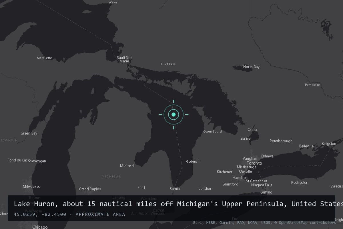 Where it happened: Lake Huron, about 15 nautical miles off Michigan's Upper Peninsula, United States