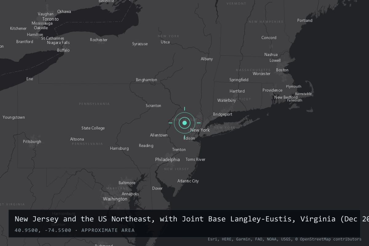 Where it happened: New Jersey and the US Northeast, with Joint Base Langley-Eustis, Virginia (Dec 2023) and RAF Lakenheath, Mildenhall, Feltwell and Fairford, England (Nov 2024), United States