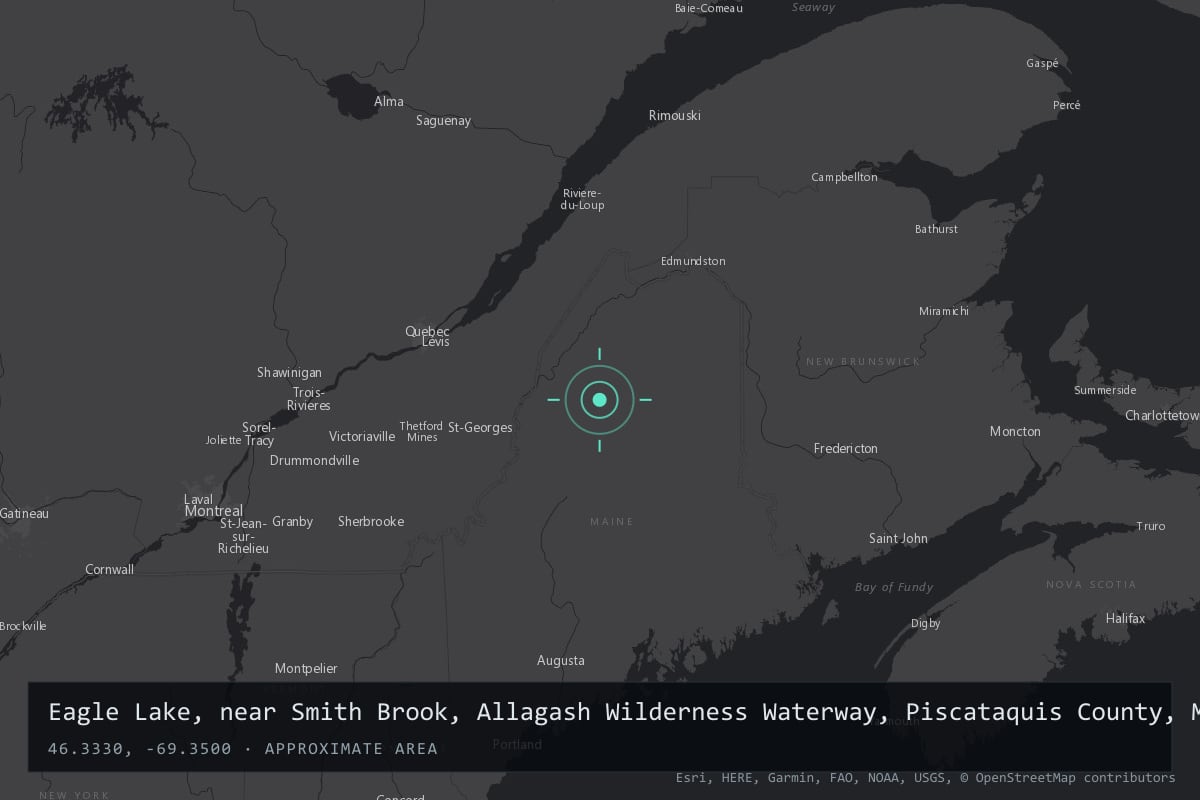 Where it happened: Eagle Lake, near Smith Brook, Allagash Wilderness Waterway, Piscataquis County, Maine, United States