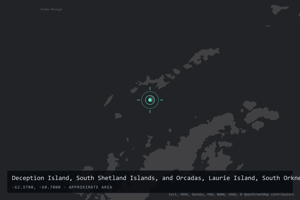 Where it happened: Deception Island, South Shetland Islands, and Orcadas, Laurie Island, South Orkney Islands, Antarctica