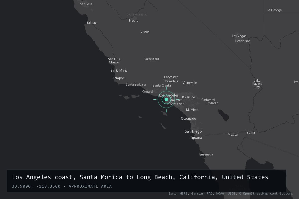 Where it happened: Los Angeles coast, Santa Monica to Long Beach, California, United States