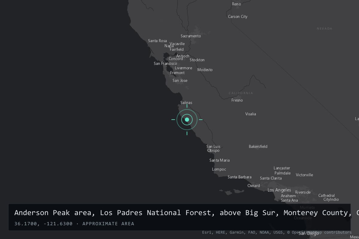 Where it happened: Anderson Peak area, Los Padres National Forest, above Big Sur, Monterey County, California (filming site); launch from Vandenberg AFB, United States