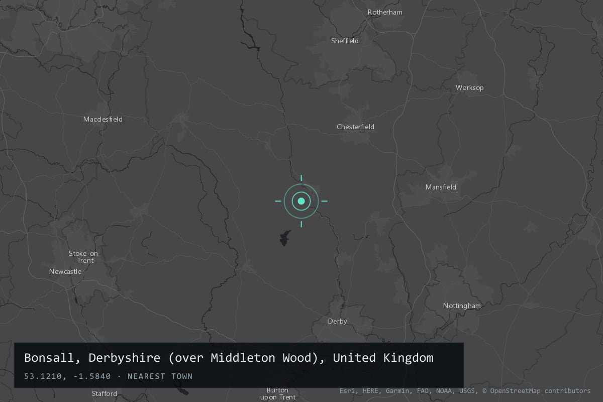 Where it happened: Bonsall, Derbyshire (over Middleton Wood), United Kingdom