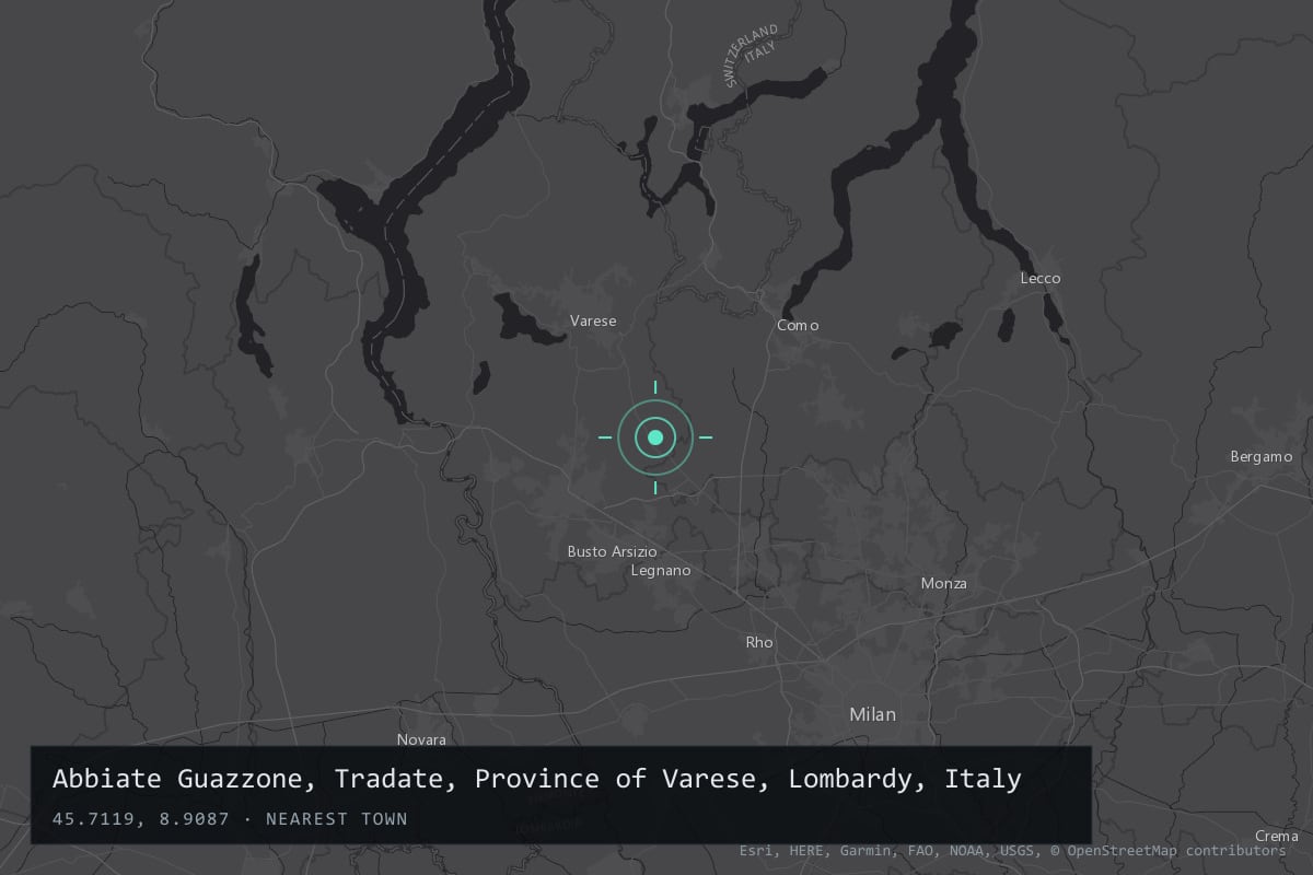 Where it happened: Abbiate Guazzone, Tradate, Province of Varese, Lombardy, Italy