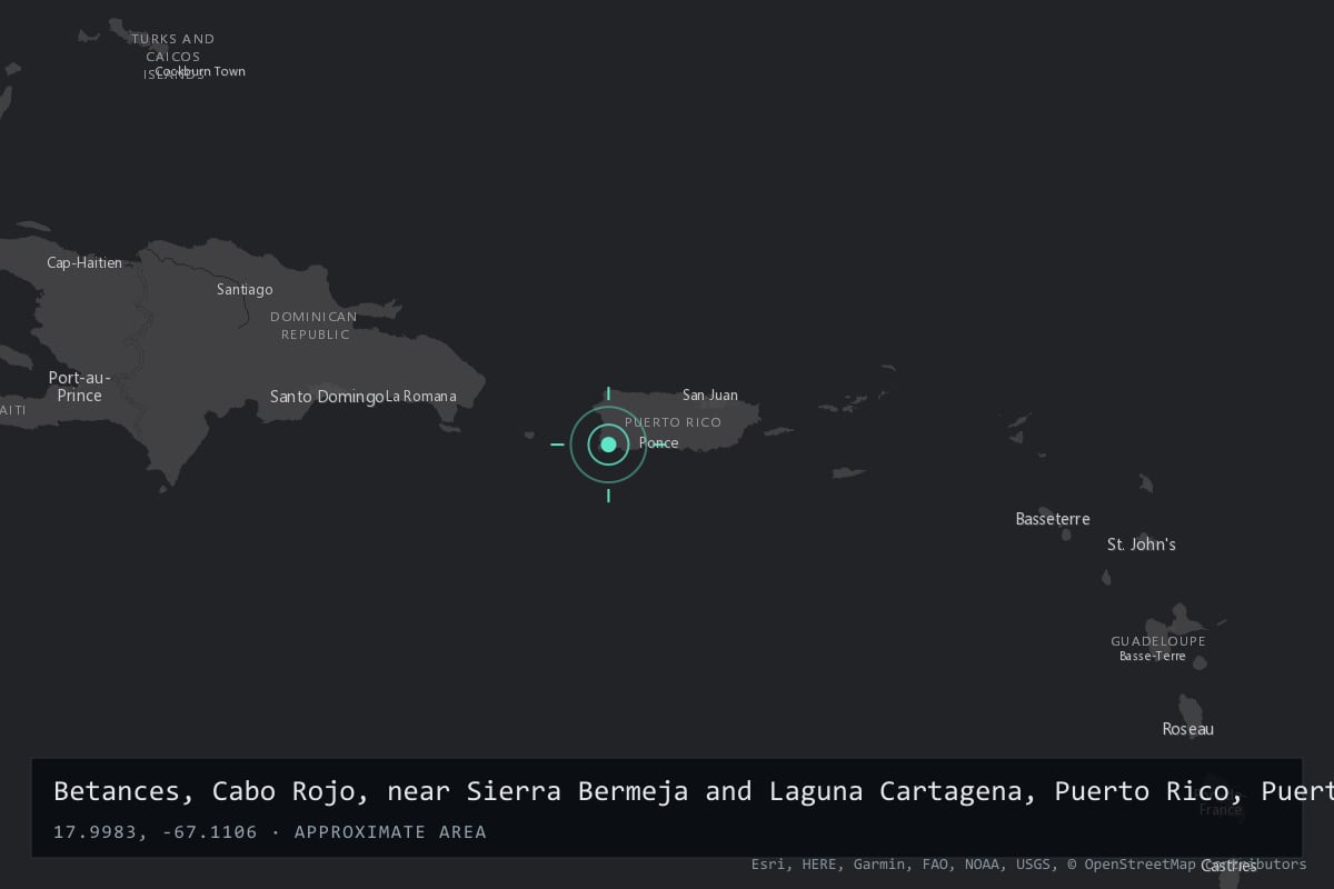 Where it happened: Betances, Cabo Rojo, near Sierra Bermeja and Laguna Cartagena, Puerto Rico, Puerto Rico