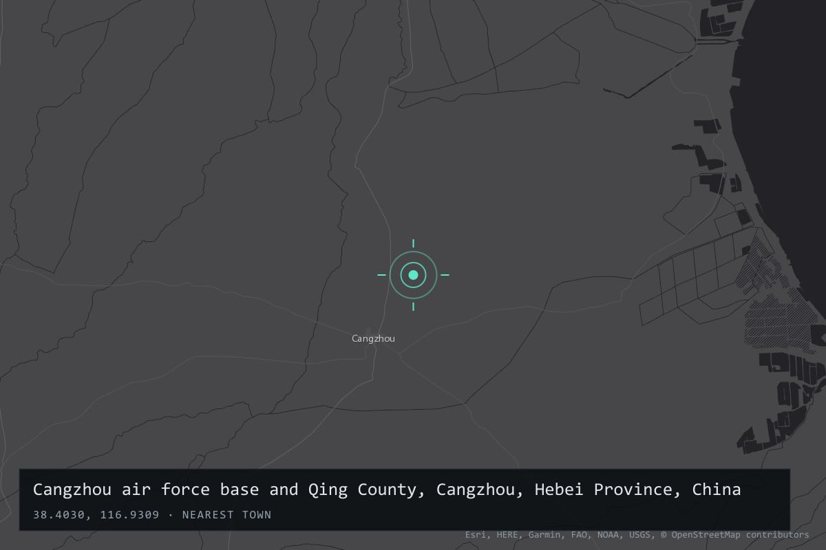 Where it happened: Cangzhou air force base and Qing County, Cangzhou, Hebei Province, China
