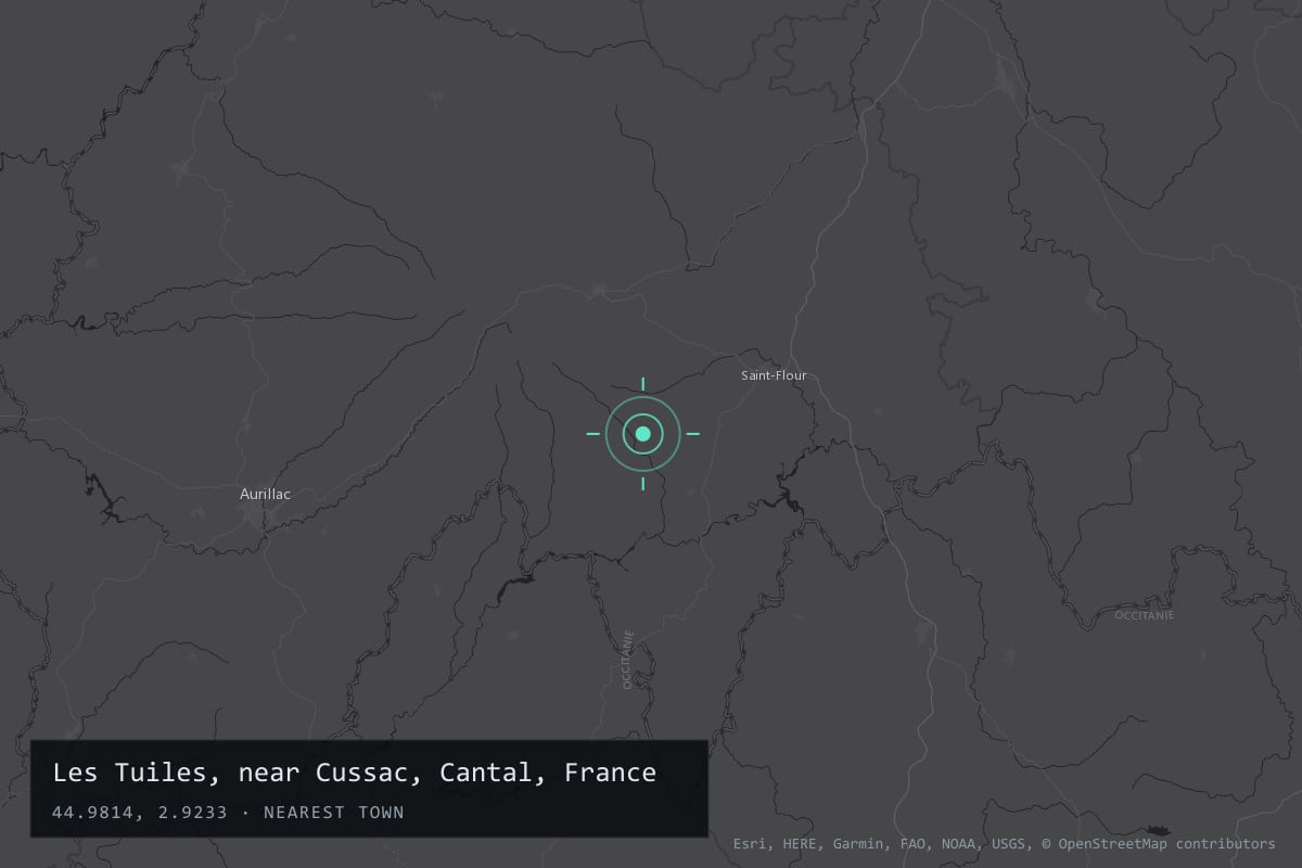 Where it happened: Les Tuiles, near Cussac, Cantal, France