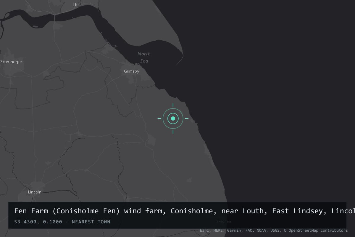 Where it happened: Fen Farm (Conisholme Fen) wind farm, Conisholme, near Louth, East Lindsey, Lincolnshire, United Kingdom