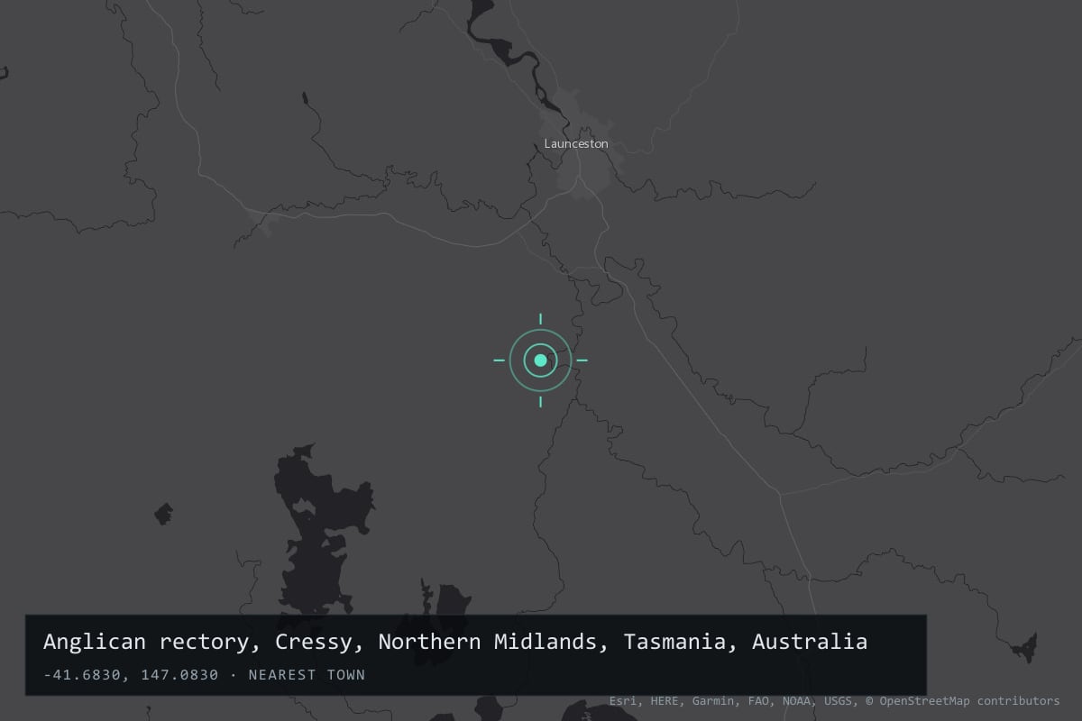 Where it happened: Anglican rectory, Cressy, Northern Midlands, Tasmania, Australia