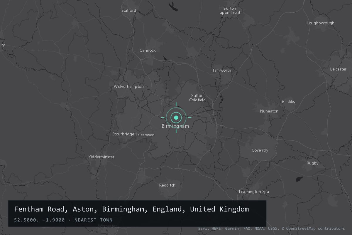 Where it happened: Fentham Road, Aston, Birmingham, England, United Kingdom