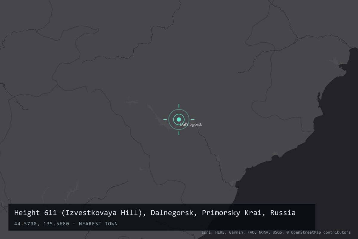 Where it happened: Height 611 (Izvestkovaya Hill), Dalnegorsk, Primorsky Krai, Russia