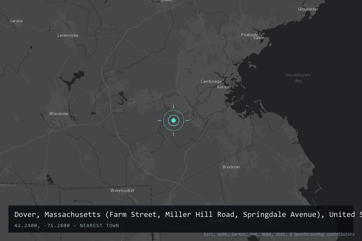 Where it happened: Dover, Massachusetts (Farm Street, Miller Hill Road, Springdale Avenue), United States
