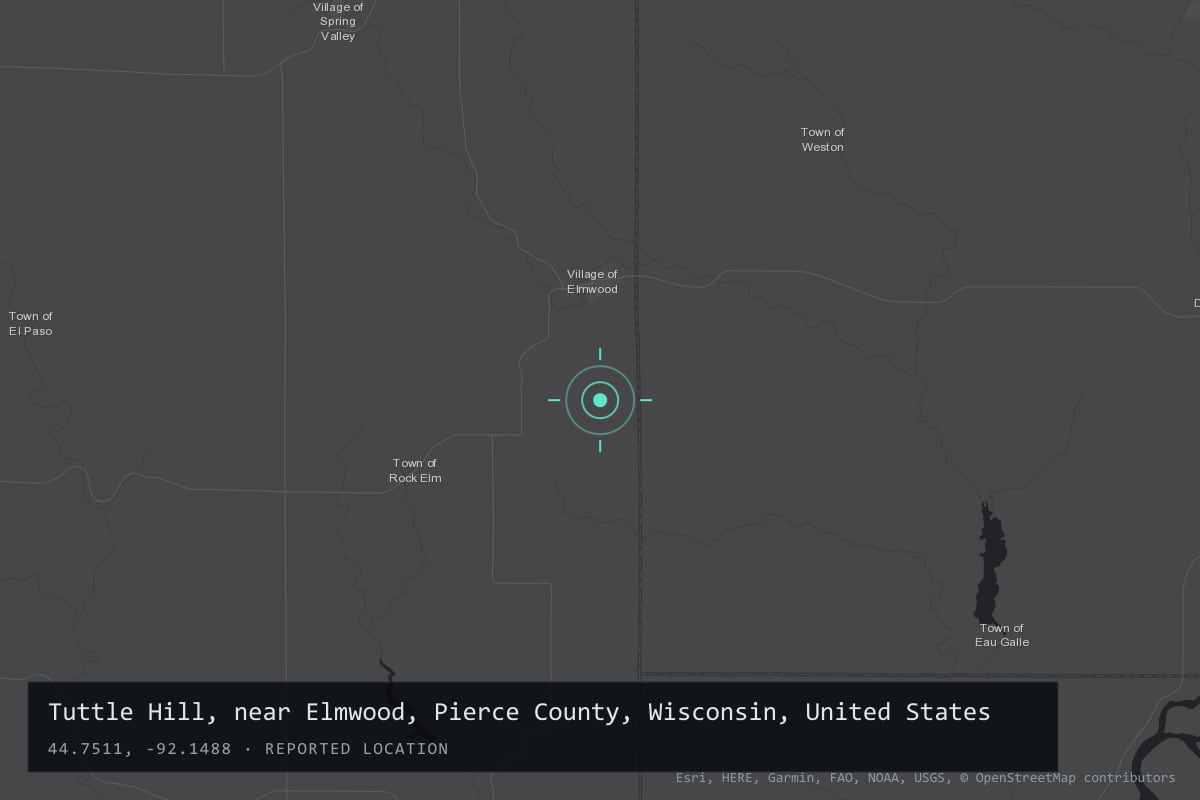Where it happened: Tuttle Hill, near Elmwood, Pierce County, Wisconsin, United States