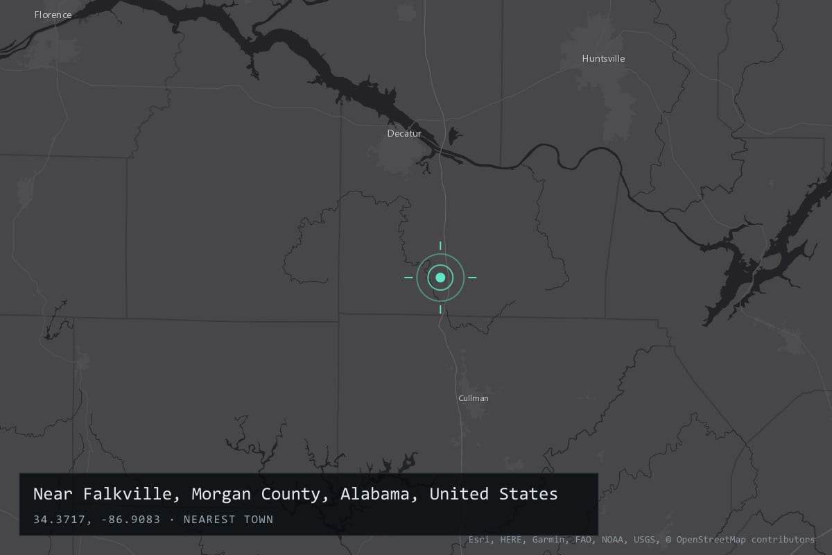 Where it happened: Near Falkville, Morgan County, Alabama, United States