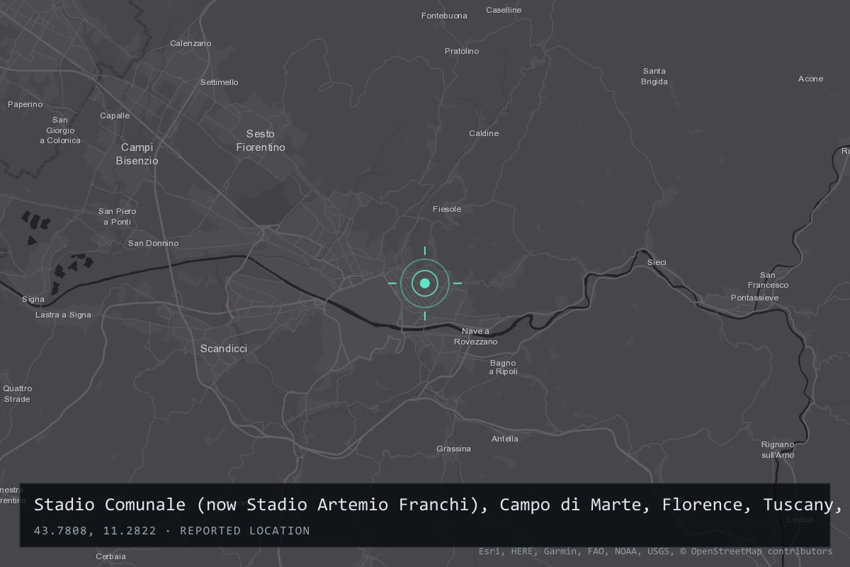 Where it happened: Stadio Comunale (now Stadio Artemio Franchi), Campo di Marte, Florence, Tuscany, Italy