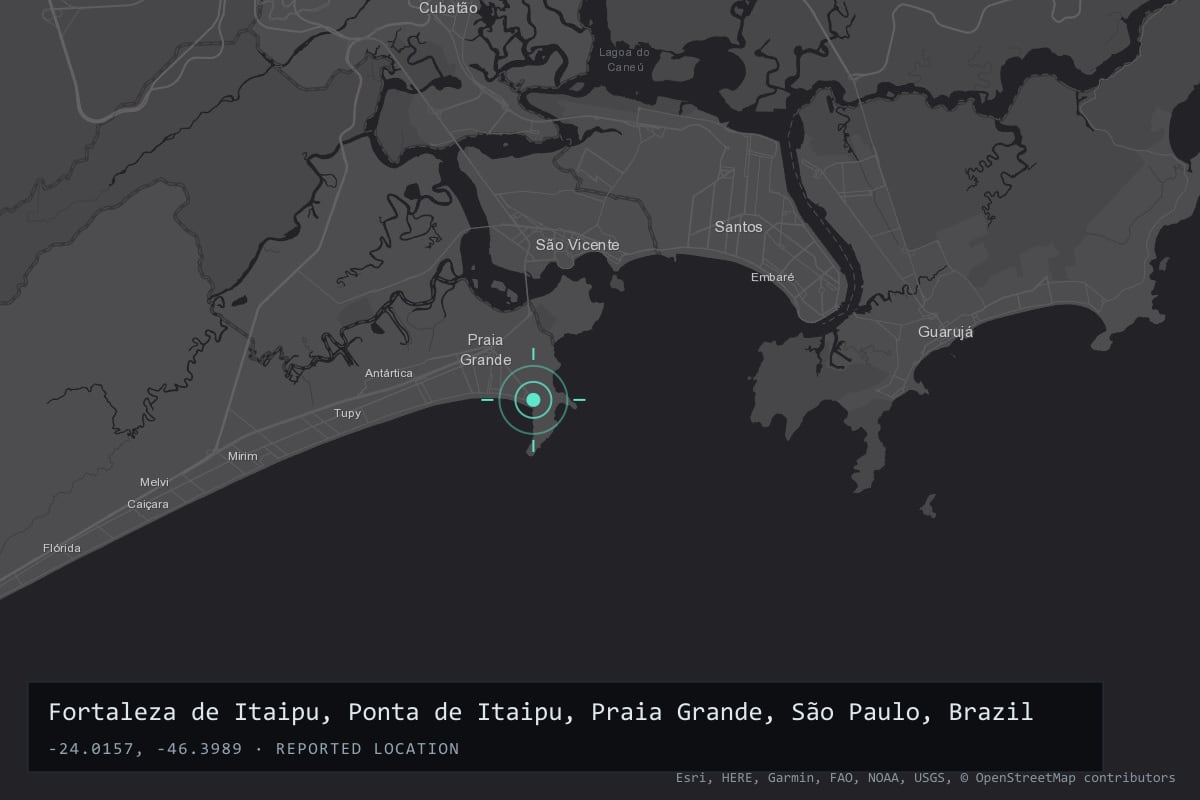 Where it happened: Fortaleza de Itaipu, Ponta de Itaipu, Praia Grande, São Paulo, Brazil