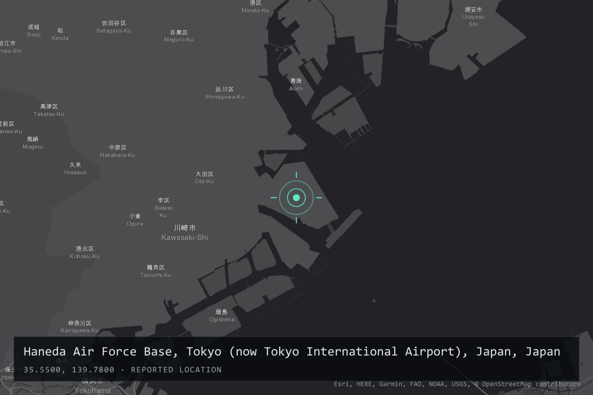 Where it happened: Haneda Air Force Base, Tokyo (now Tokyo International Airport), Japan, Japan