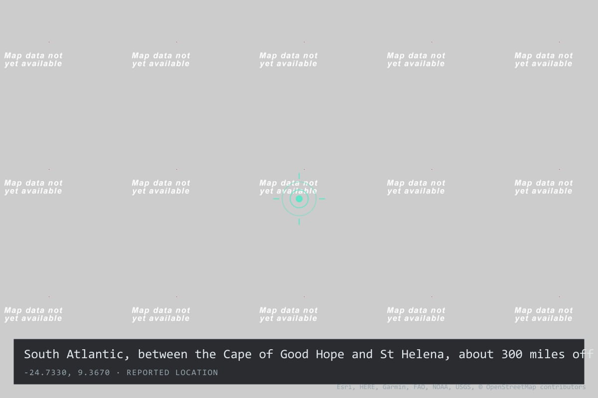 Where it happened: South Atlantic, between the Cape of Good Hope and St Helena, about 300 miles off present-day Namibia (24°44′S, 9°22′E)