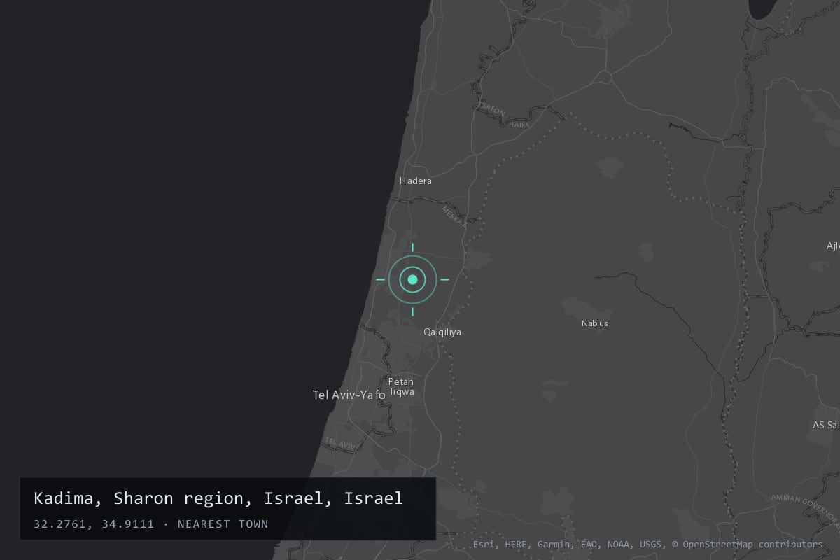 Where it happened: Kadima, Sharon region, Israel, Israel