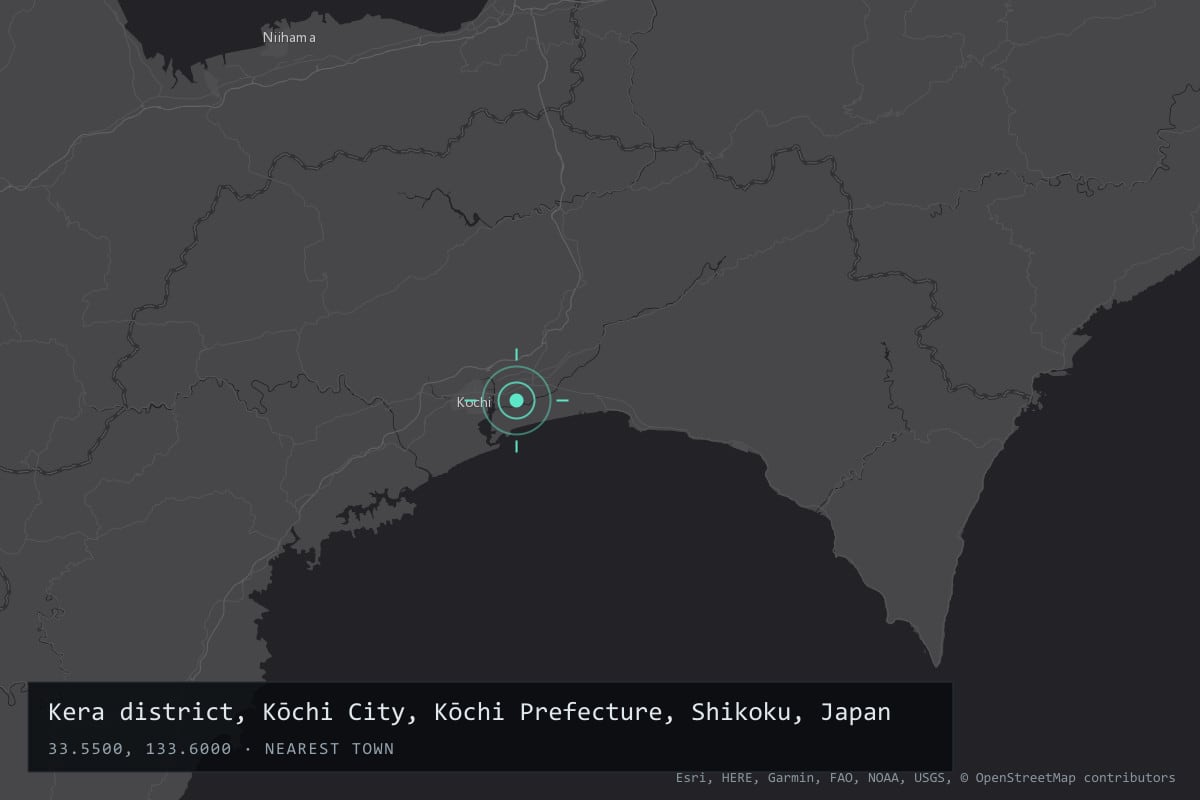 Where it happened: Kera district, Kōchi City, Kōchi Prefecture, Shikoku, Japan