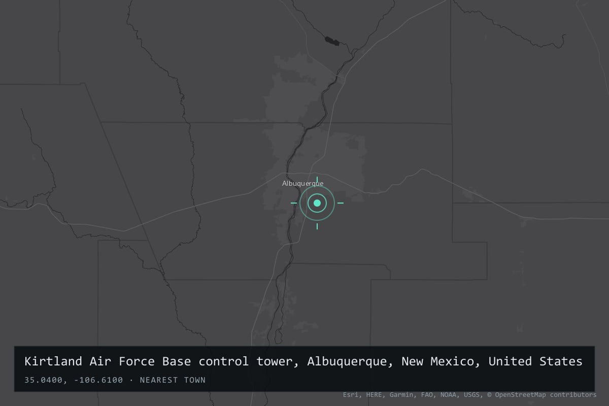 Where it happened: Kirtland Air Force Base control tower, Albuquerque, New Mexico, United States