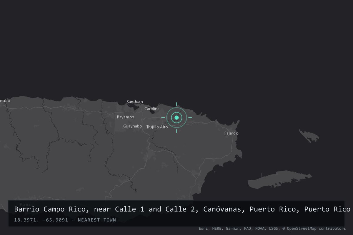 Where it happened: Barrio Campo Rico, near Calle 1 and Calle 2, Canóvanas, Puerto Rico