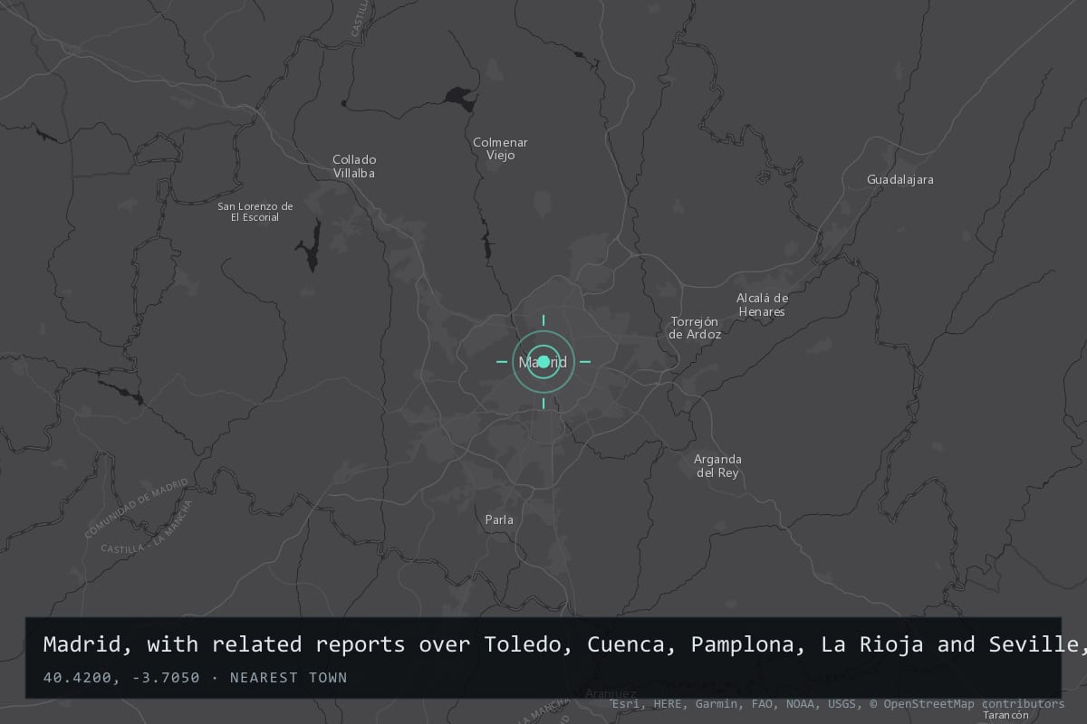 Where it happened: Madrid, with related reports over Toledo, Cuenca, Pamplona, La Rioja and Seville, Spain