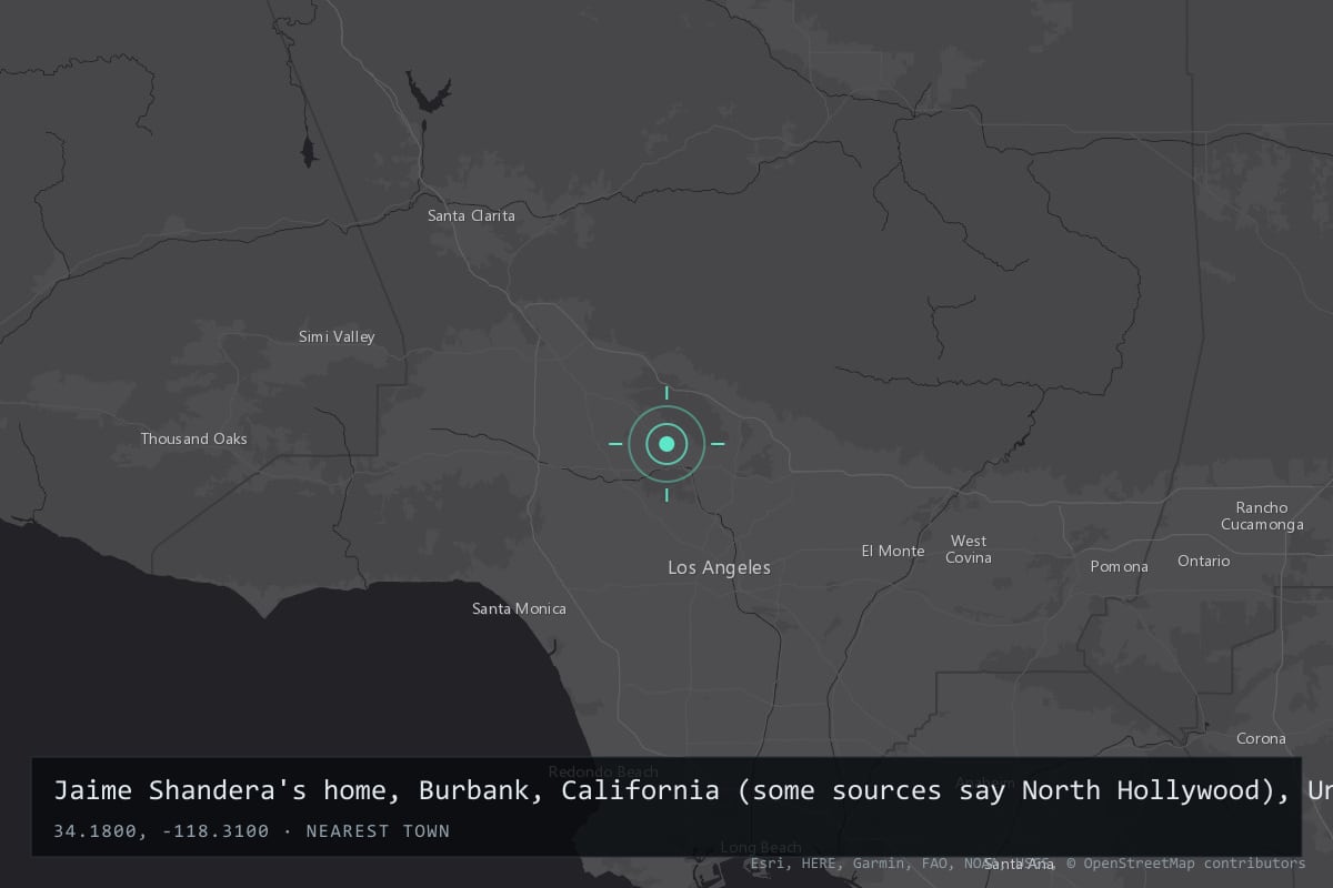 Where it happened: Jaime Shandera's home, Burbank, California (some sources say North Hollywood), United States