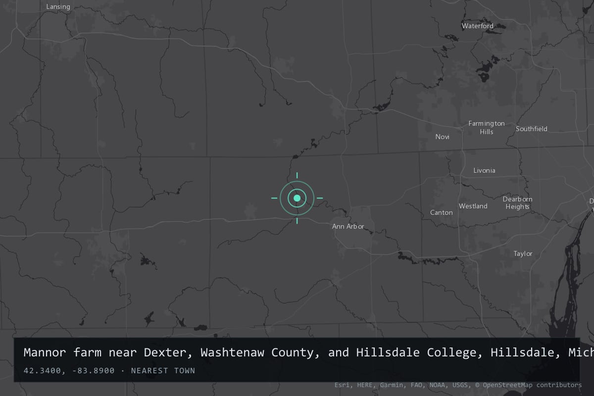 Where it happened: Mannor farm near Dexter, Washtenaw County, and Hillsdale College, Hillsdale, Michigan, United States