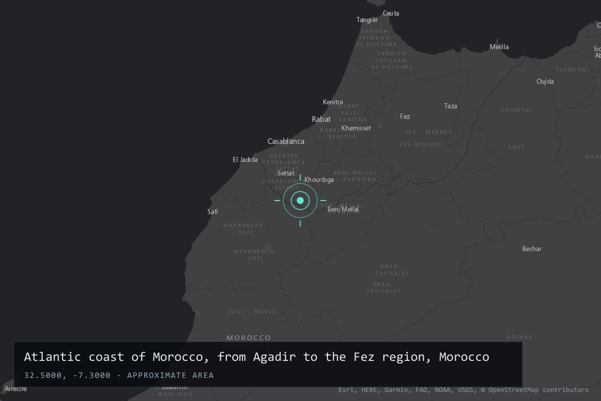 Where it happened: Atlantic coast of Morocco, from Agadir to the Fez region, Morocco