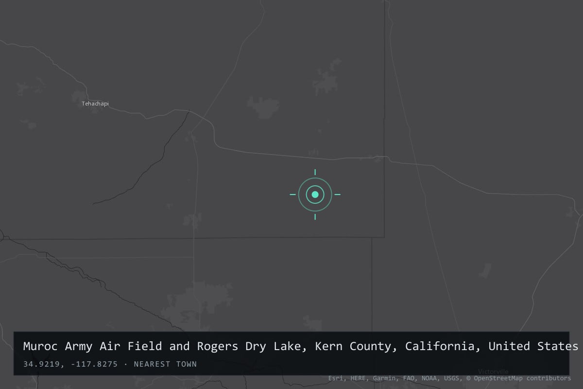 Where it happened: Muroc Army Air Field and Rogers Dry Lake, Kern County, California, United States