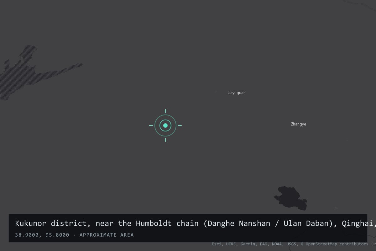 Where it happened: Kukunor district, near the Humboldt chain (Danghe Nanshan / Ulan Daban), Qinghai, China