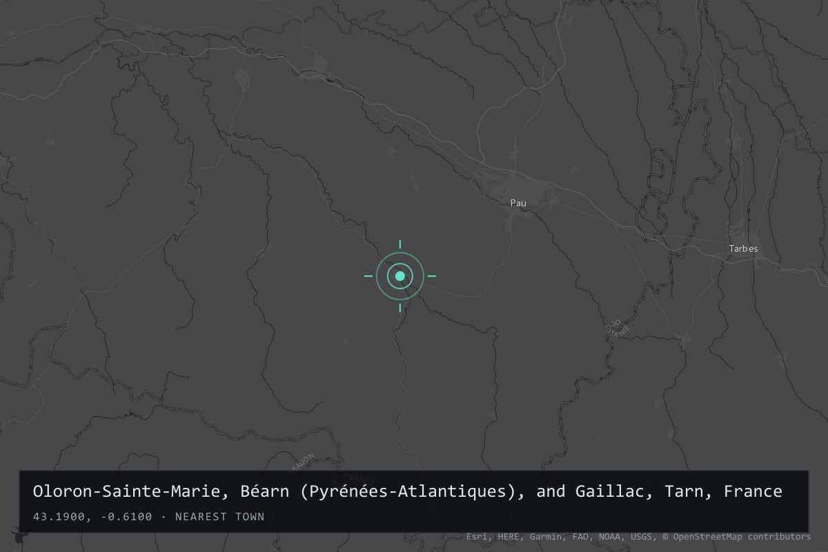 Where it happened: Oloron-Sainte-Marie, Béarn (Pyrénées-Atlantiques), and Gaillac, Tarn, France