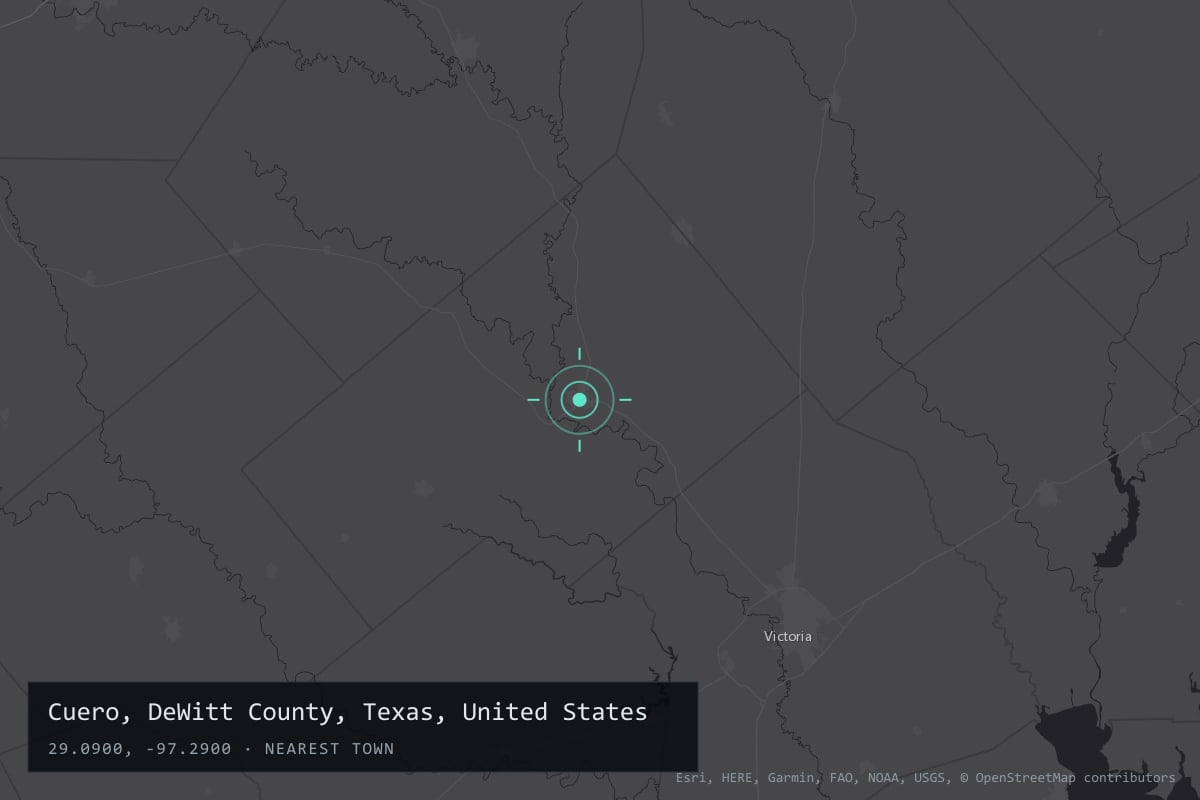 Where it happened: Cuero, DeWitt County, Texas, United States